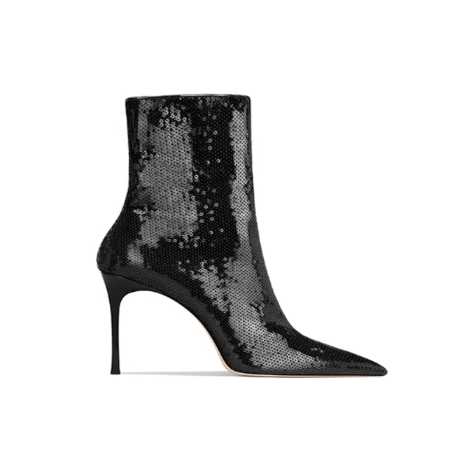 CURIK Sequinned Stiletto Heel Ankle Boots - 6cm