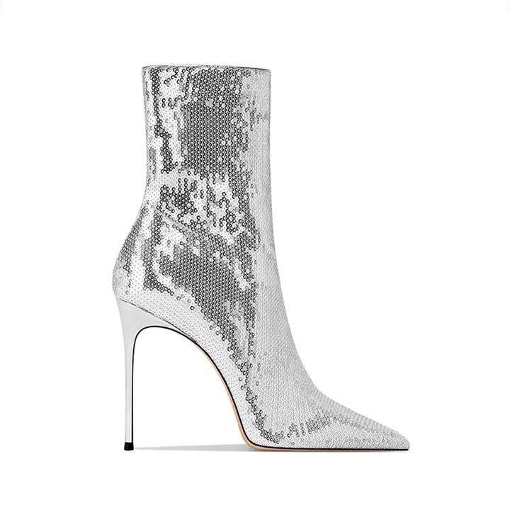 CURIK Sequinned Stiletto Heel Ankle Boots - 10cm