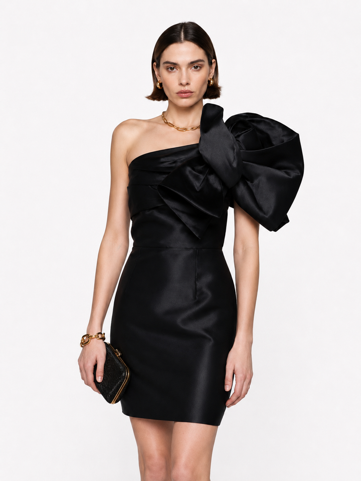 CUTVI One-Shoulder Mini Evening Dress Gown