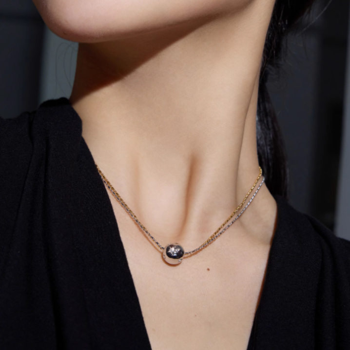 DANUE Ball Embellished Double Layers Necklace