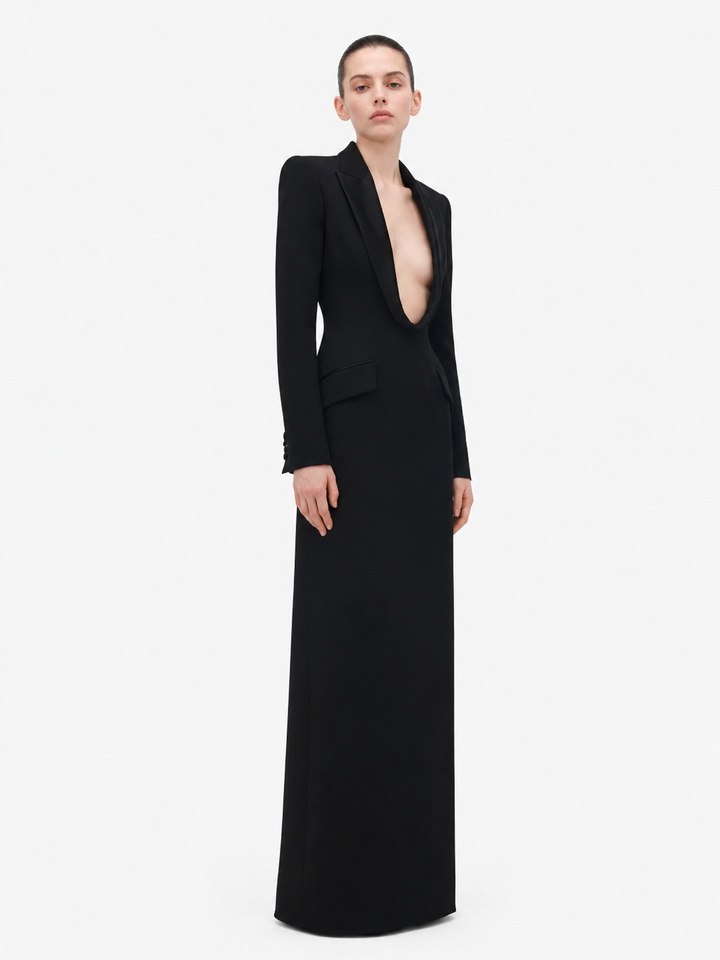 DECTI Deep V Evening Dress Gown