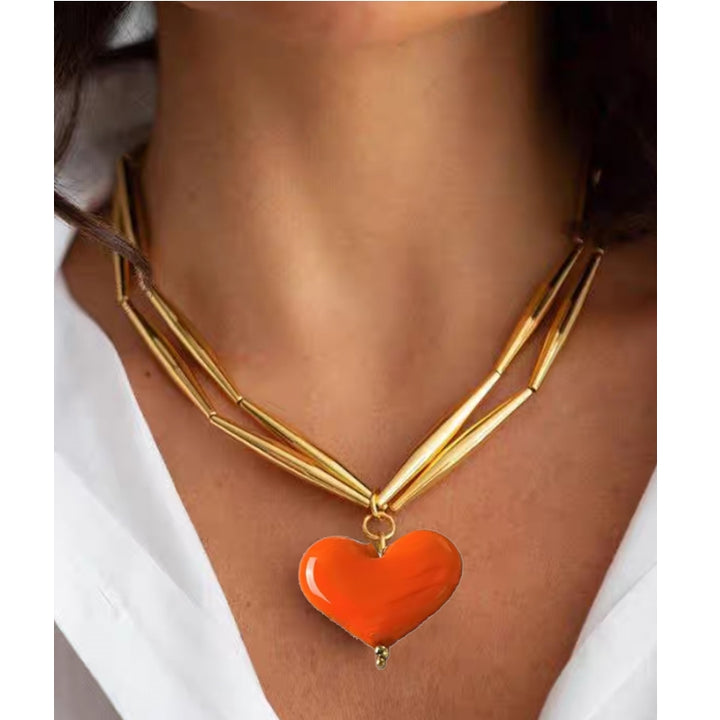 FUTZA Heart Double Layer Necklace