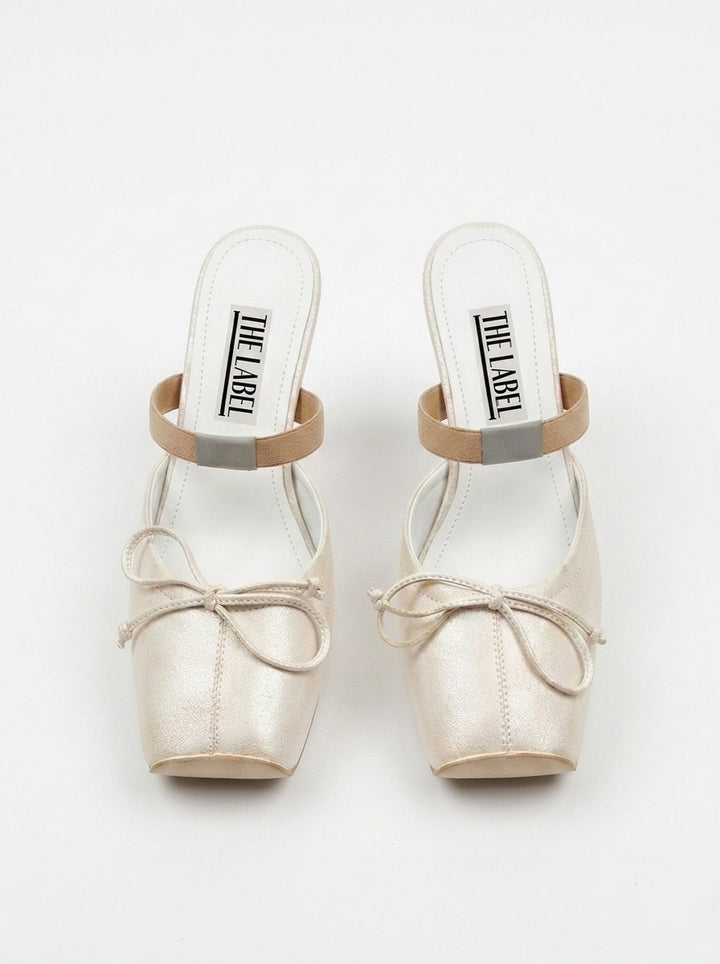 FOECA BOW SLINGBACK HIGH HEEL SANDALS