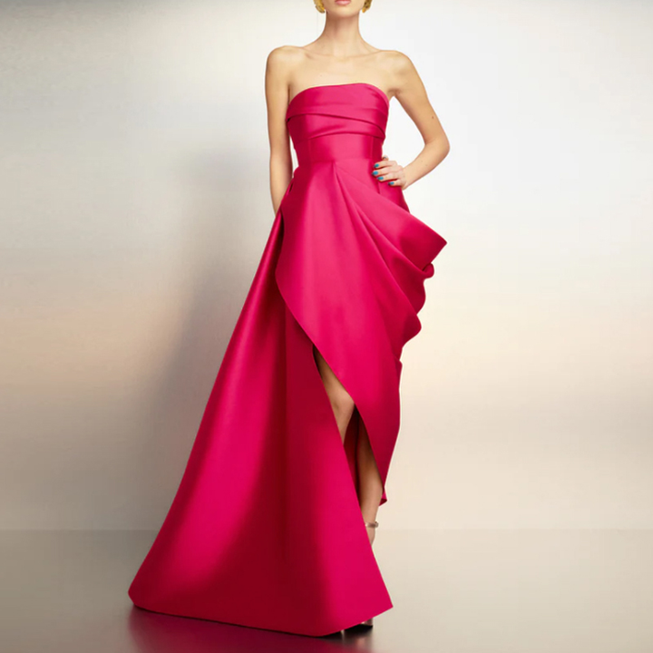 FUKRI Asymmetric Hem Evening Dress Gown