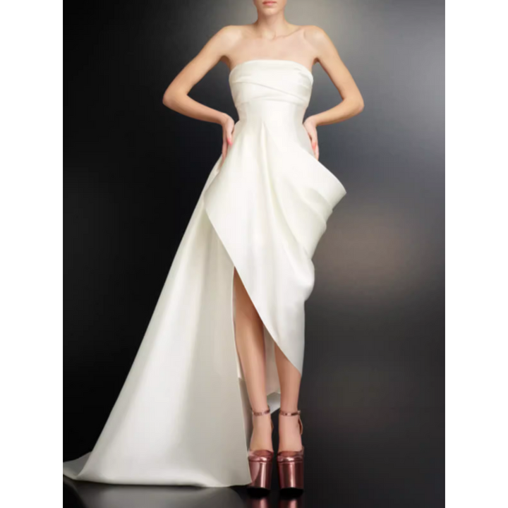 FUKRI Asymmetric Hem Evening Dress Gown