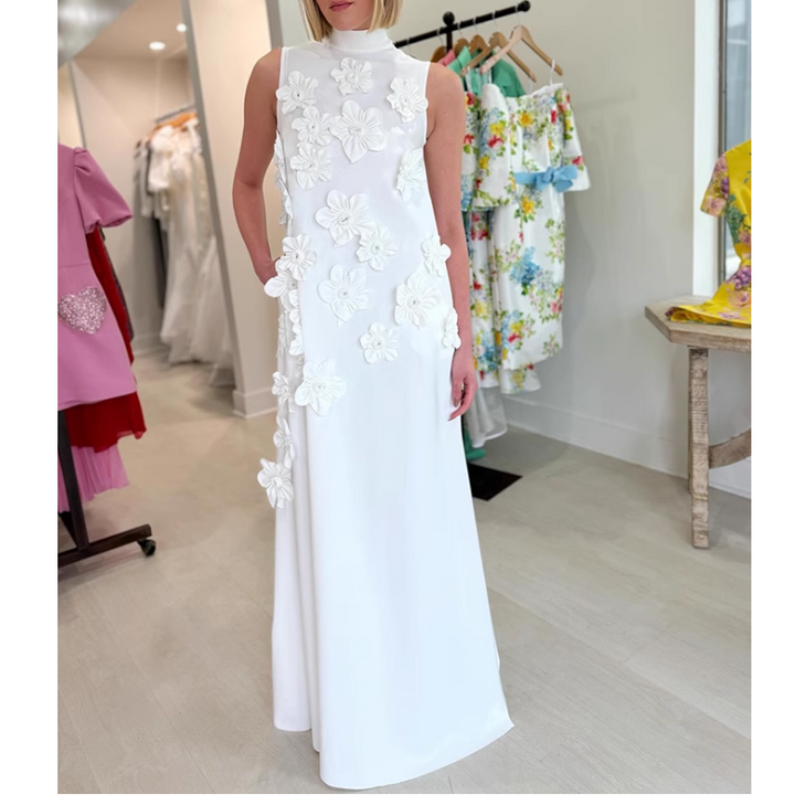 FUZIE Flower Embellished Maxi Evening Dress Gown