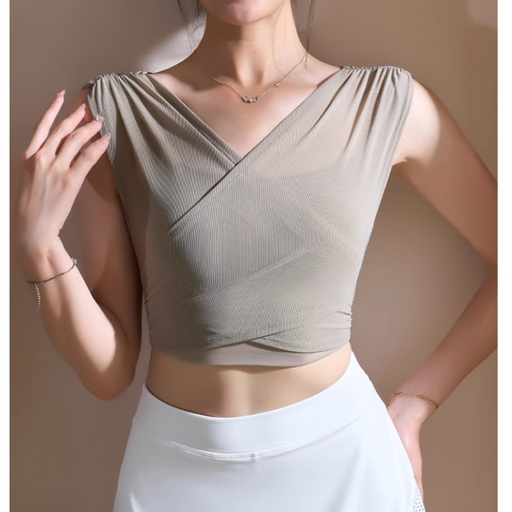 FVOTI Yoga Pilates V Neck Fitted Fitness Top