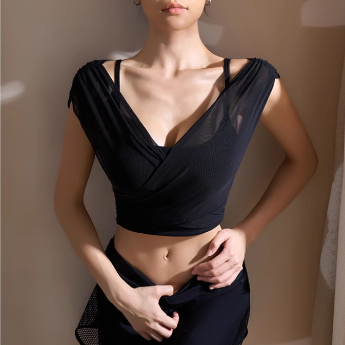 FVOTI Yoga Pilates V Neck Fitted Fitness Top
