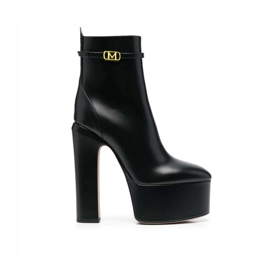 GARET Buckled Block Heel Platform Ankle Boots