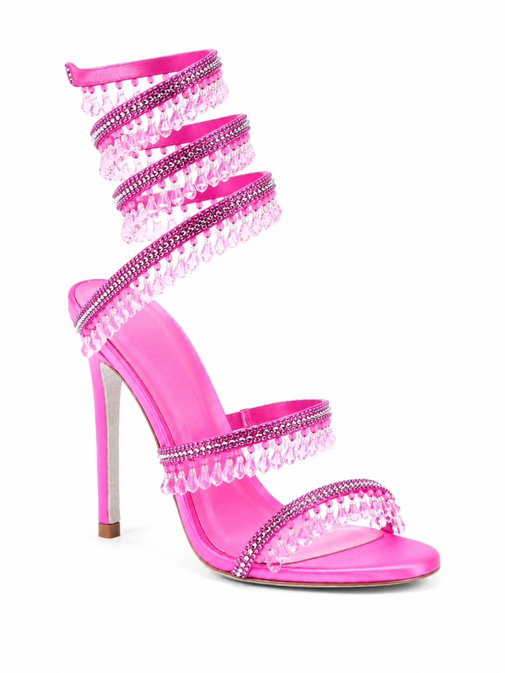 GILDA Serpentina Drip Crystal Wrap Heels Sandals