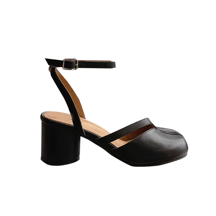 GINSO Spilt Toe Block Heel Sandals