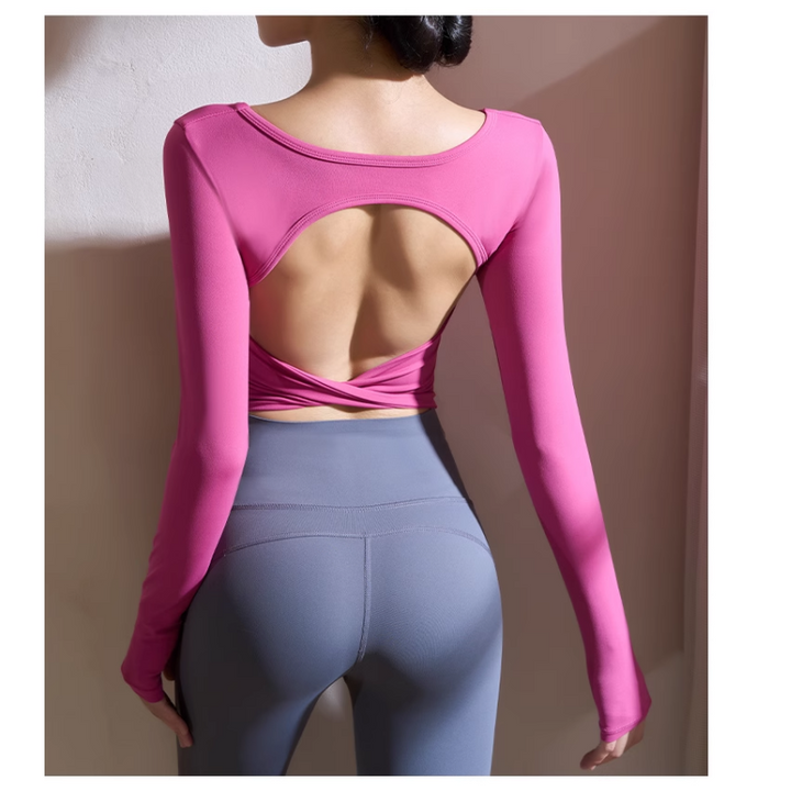 HAKEM Yoga Pilates Backless Fitted Fitness Top