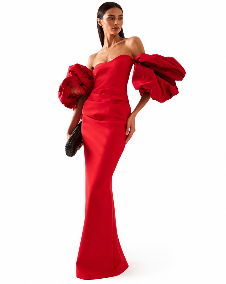 HAYTI Bell Sleeves Off-Shoulder Evening Dress Gown