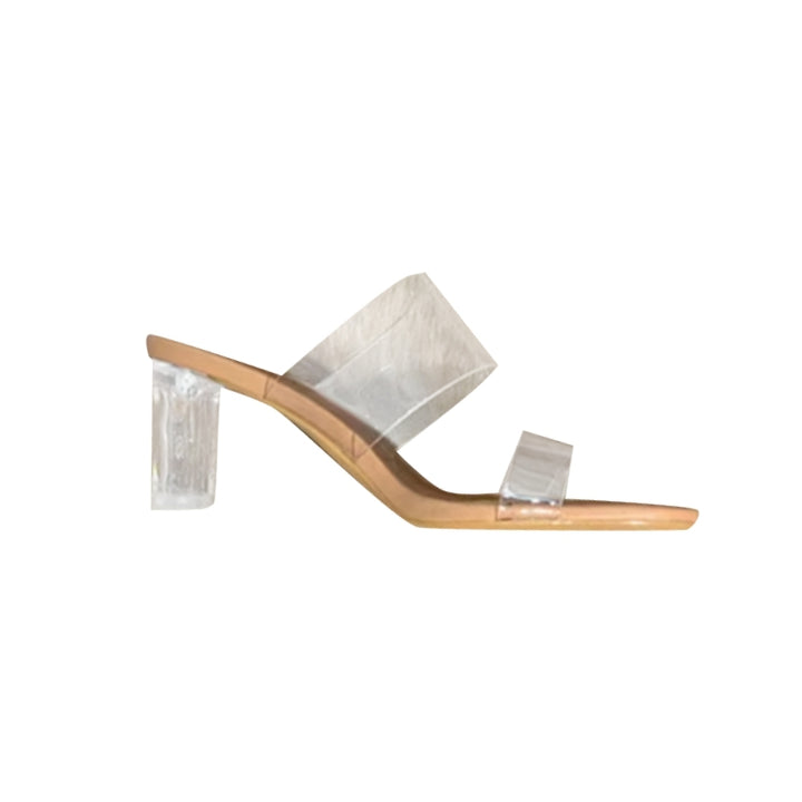 HENTA Transparent Heel PVC Naked Mules Sandals - 5cm