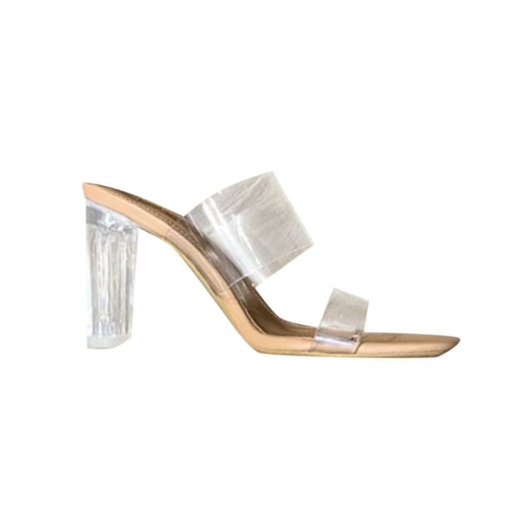 HENTA Transparent Heel PVC Naked Mules Sandals - 9cm