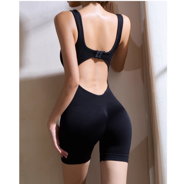 HEOVI Yoga Pilates Backless Fitted Jumpsuit