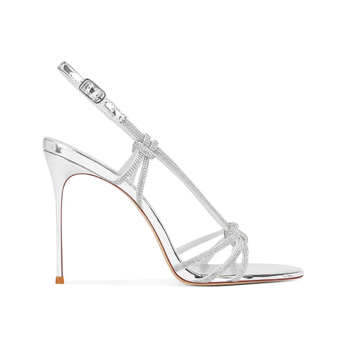 HESRA Diamante Mid Heel Sandals - 8cm