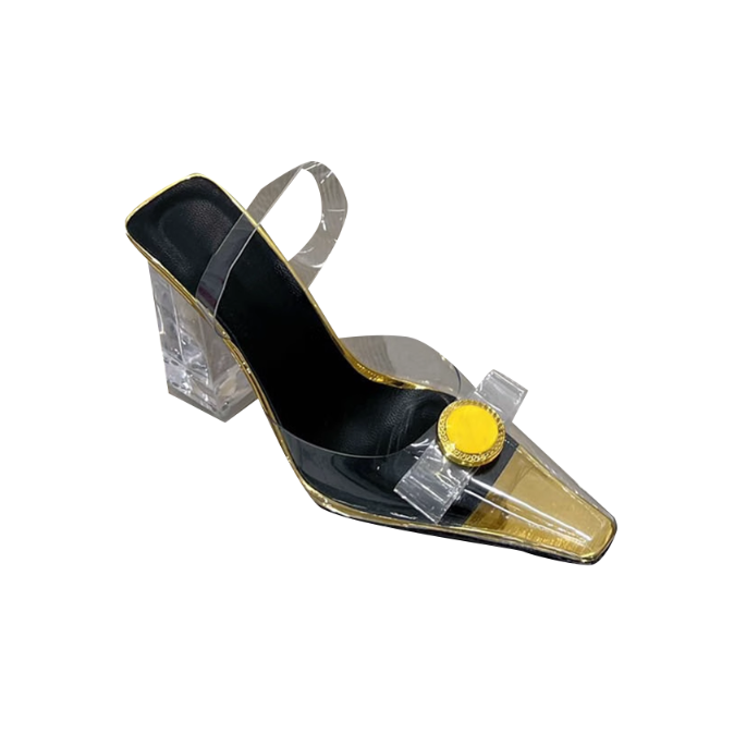 HOLRE Bow PVC Transparent Heel Sandals - 9.5cm