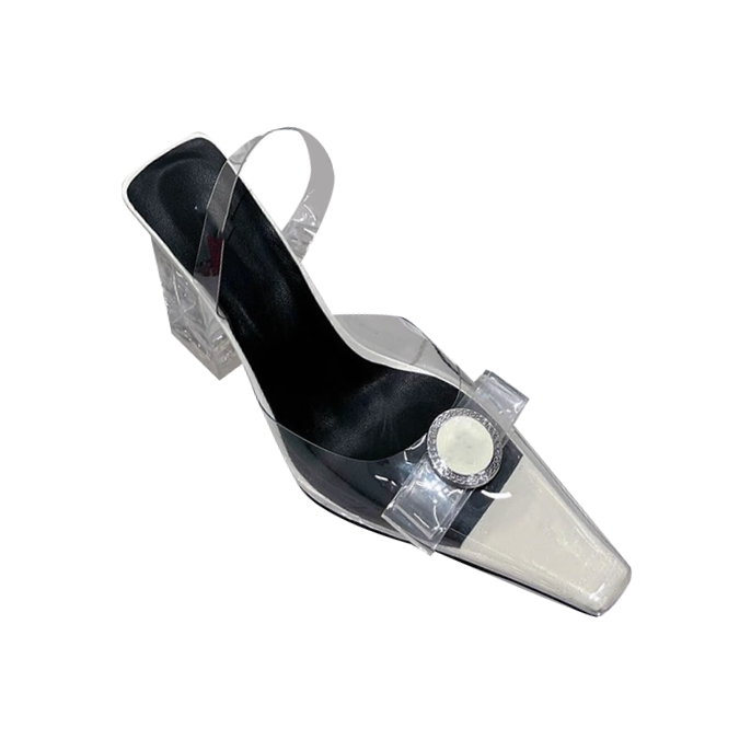 HOLRE Bow PVC Transparent Heel Sandals - 9.5cm