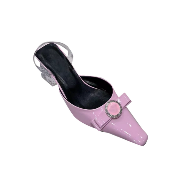 HOLRE Bow Transparent Heel Sandals - 6cm