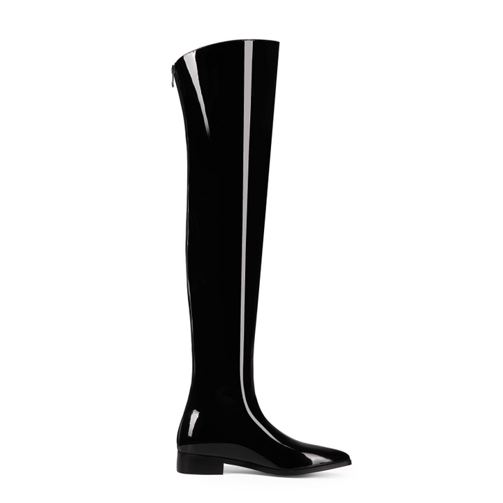 HOMCA Patent Leather Over The Knee Boots