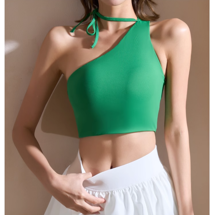 HTECI Yoga Pilates One-Shoulder Fitted Sports Bra