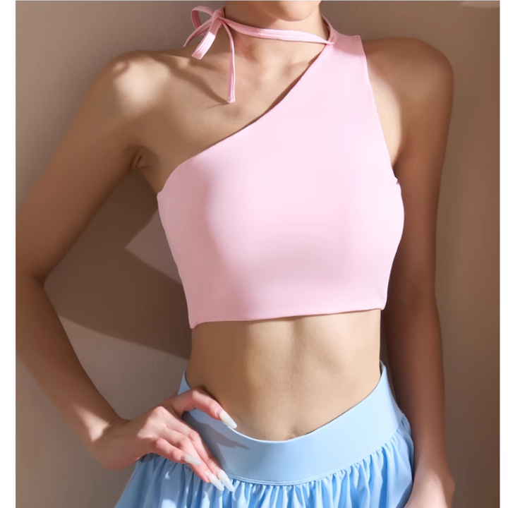 HTECI Yoga Pilates One-Shoulder Fitted Sports Bra