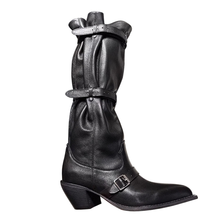 HUSIB Buckled Knee High Boots