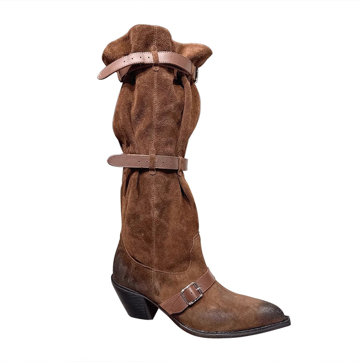 HUSIB Buckled Knee High Boots
