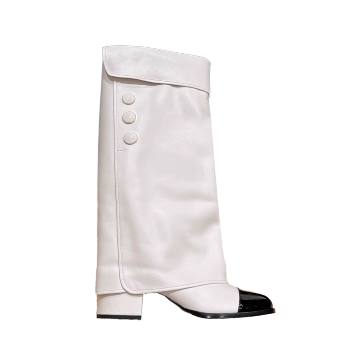 HUVCI Button Knee High Boots