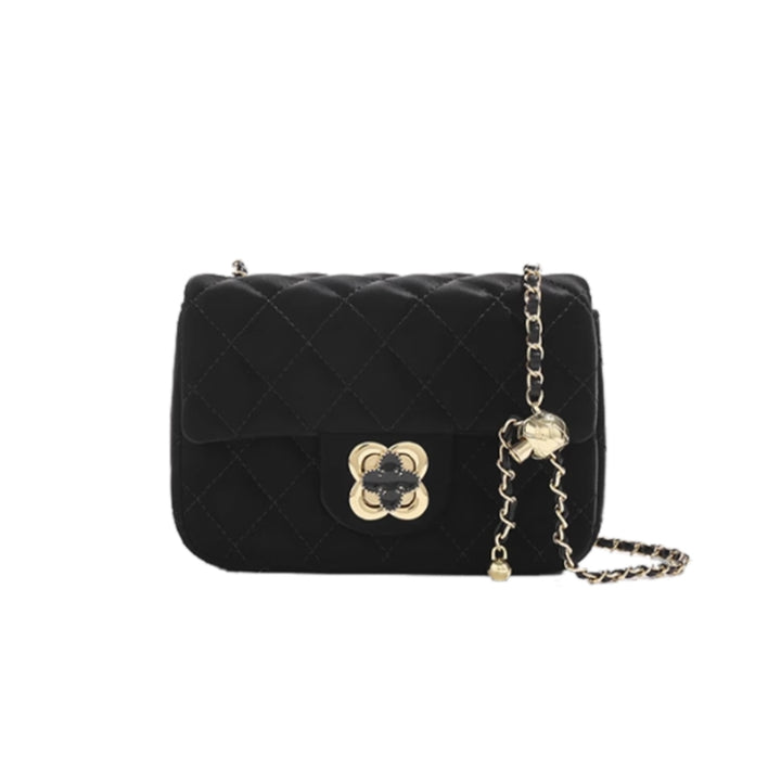 HUVCT Metal Lock Quilted Cross Body Bag
