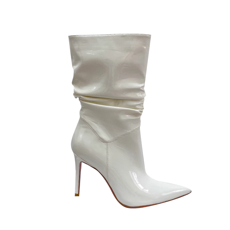 JEINA Patent Leather Stiletto Heel Ankle Boots