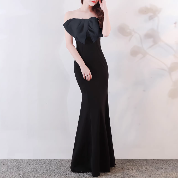 JESUV Bow Tube Evening Dress Gown