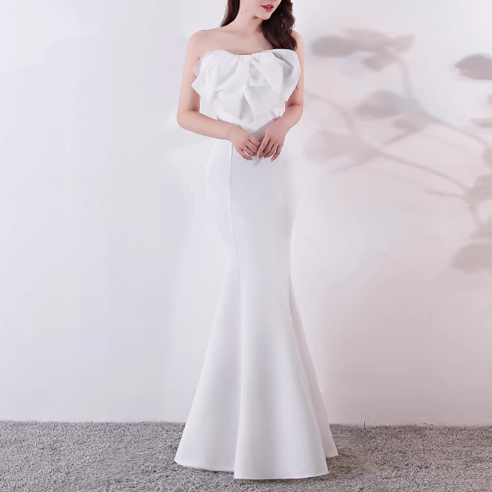 JESUV Bow Tube Evening Dress Gown