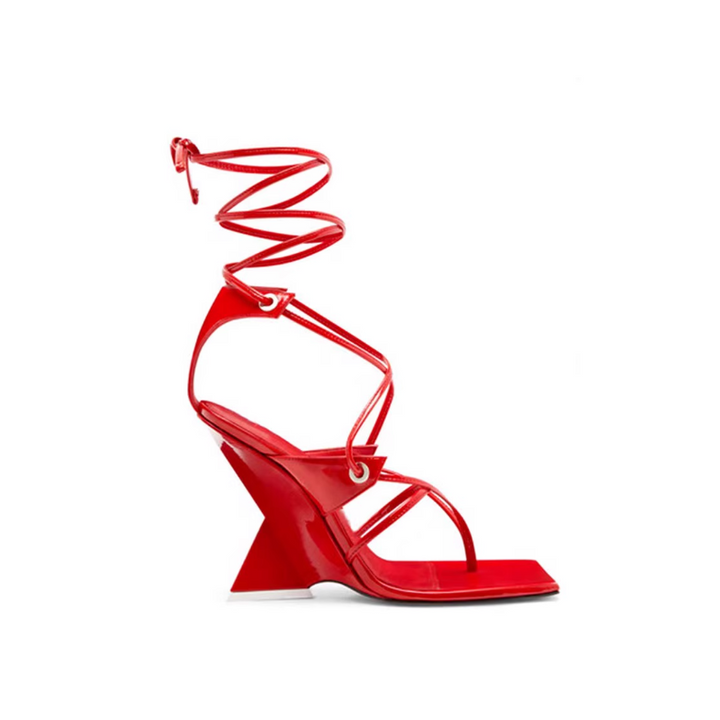 JUHES Lace Up Wedged Heel Sandals
