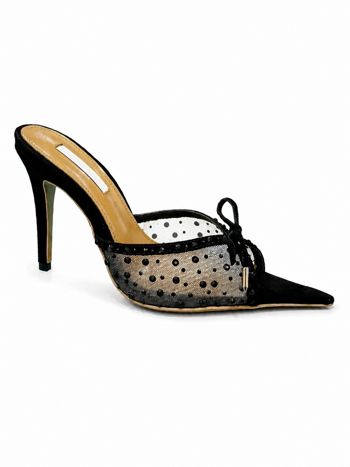 JUMEC Diamante Mesh High Heel Sandals