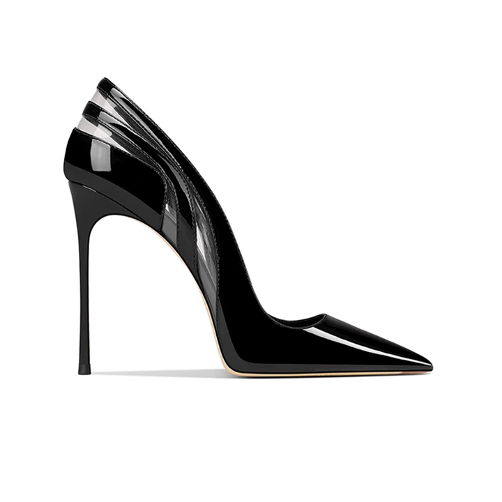 JUNCI Patent Leather And PVC High Heel Pumps - 10cm