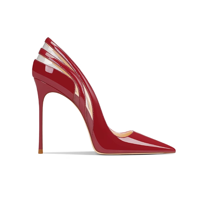 JUNCI Patent Leather And PVC High Heel Pumps - 10cm