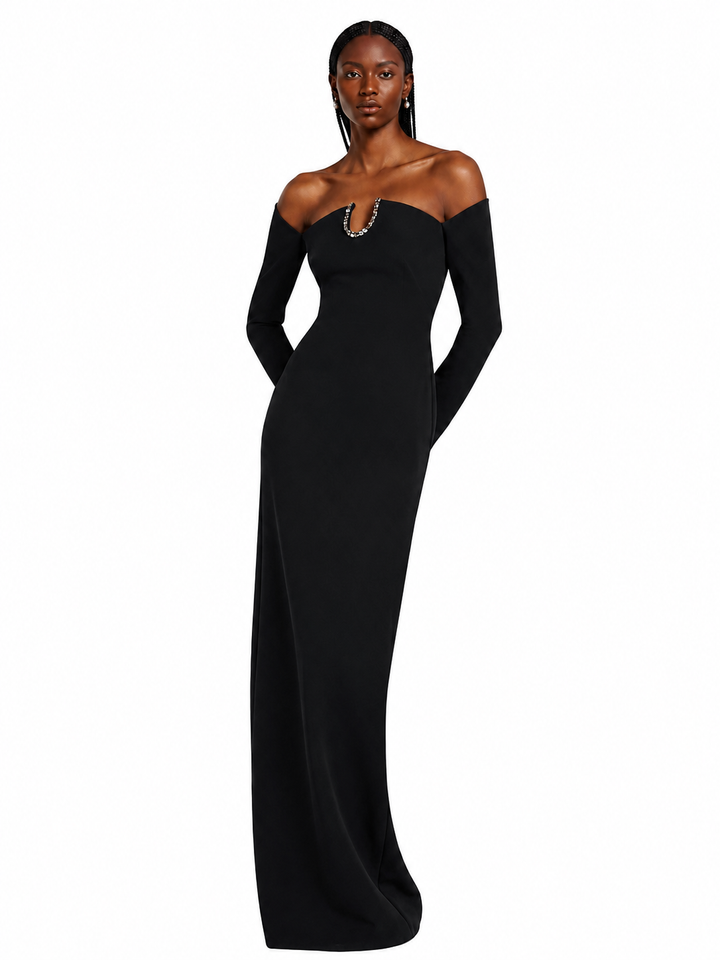 KAIVE Off-Shoulder Maxi Evening Dress Gown