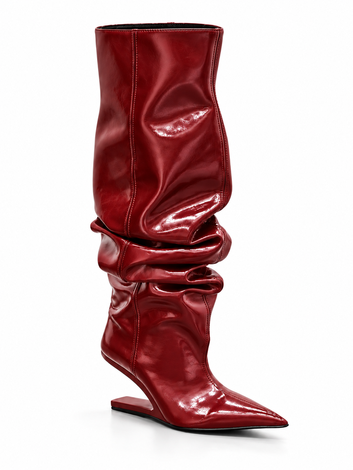 KALCI SCULPTURED HEEL KNEE HIGH BOOTS