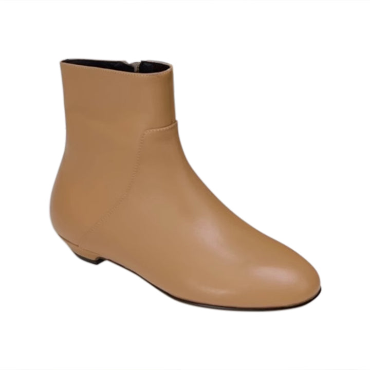 KEJDA Leather Flat Ankle Boots