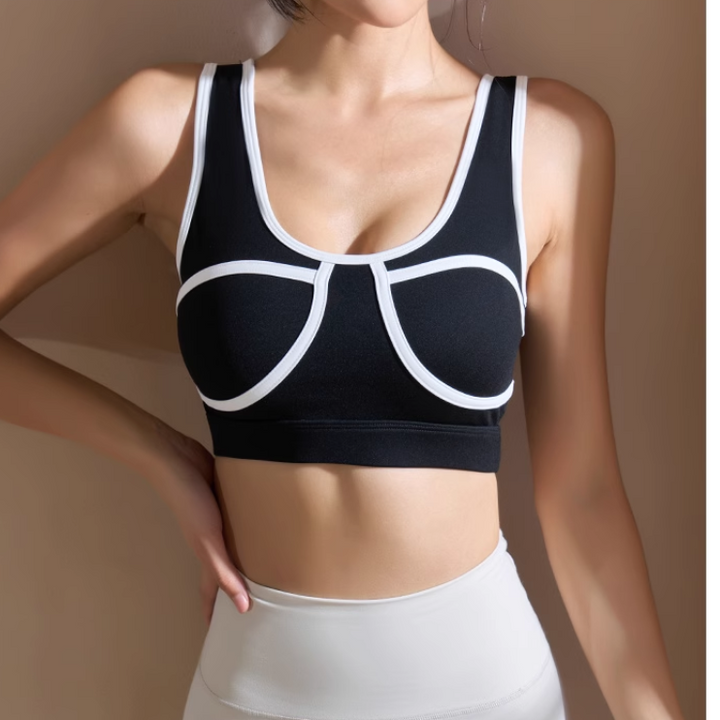 KENRU Yoga Pilates Bi-Color Fitted Sports Bra