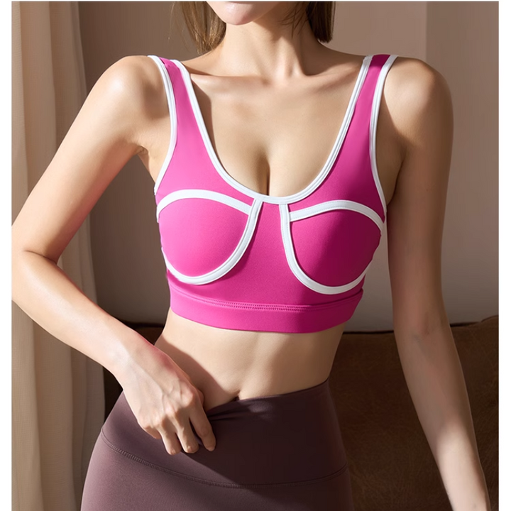 KENRU Yoga Pilates Bi-Color Fitted Sports Bra