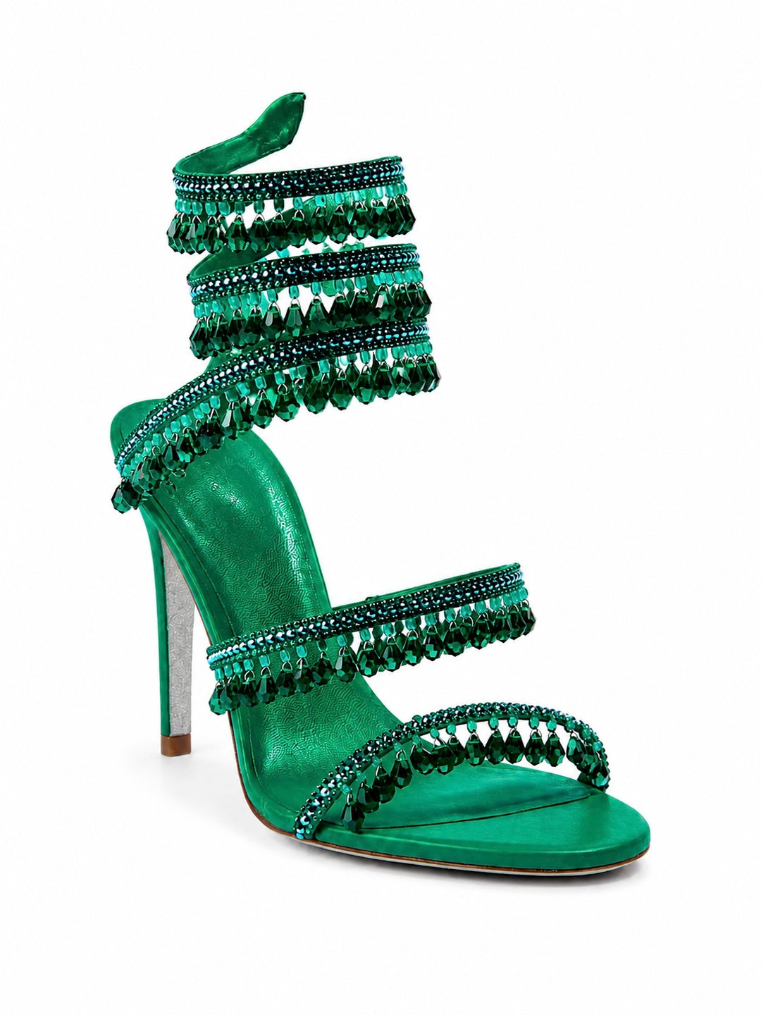 GILDA Serpentina Drip Crystal Wrap Heels Sandals