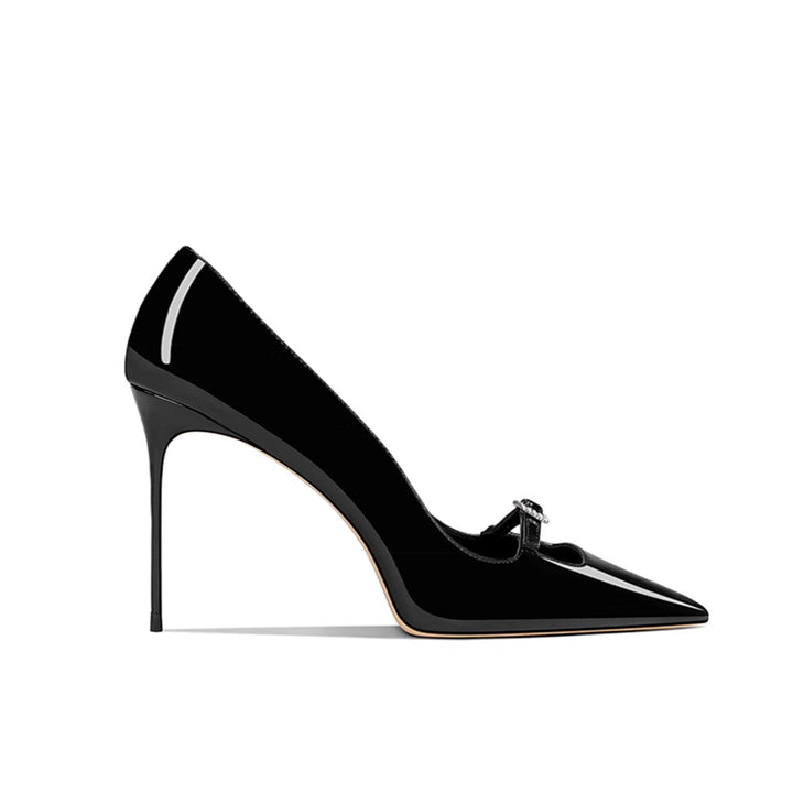KERVA Diamante Buckled Mid Heel Pumps - 8cm
