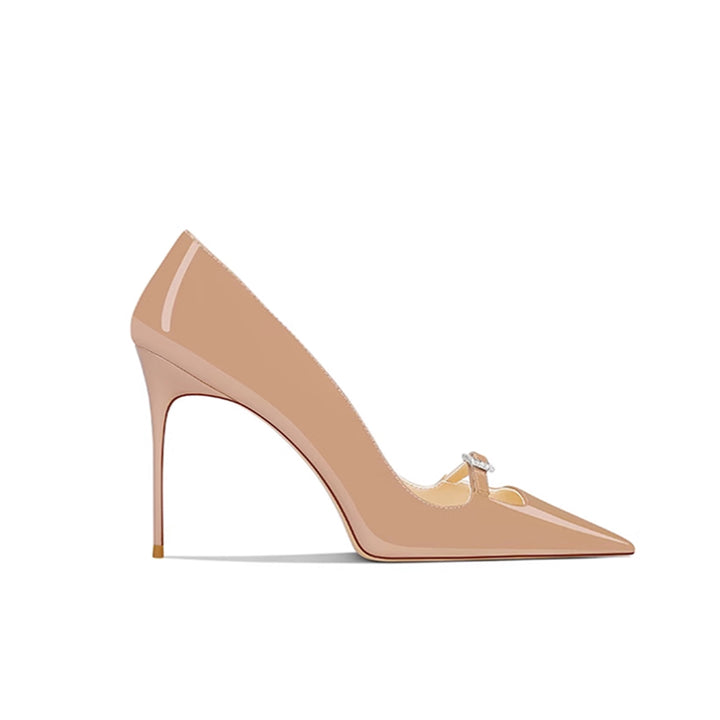 KERVA Diamante Buckled Mid Heel Pumps - 8cm