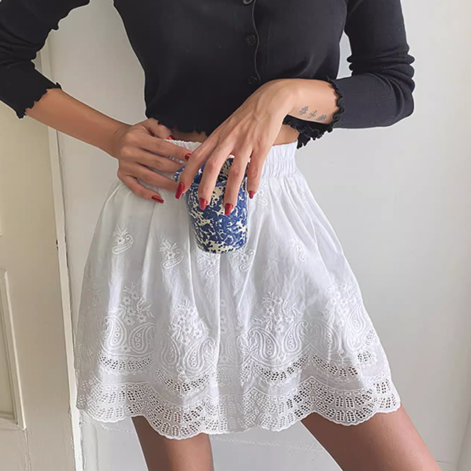 KERVI Lace Mini Skirt