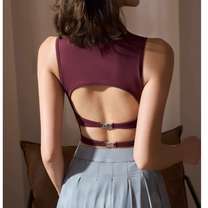 KEUSV Yoga Pilates Cut Out Fitted Sports Bra