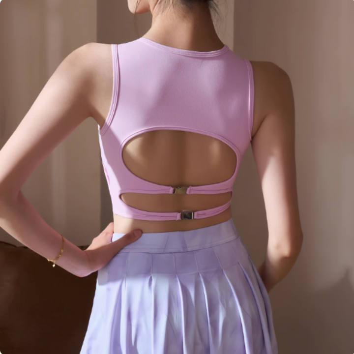 KEUSV Yoga Pilates Cut Out Fitted Sports Bra