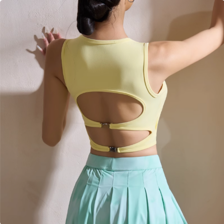 KEUSV Yoga Pilates Cut Out Fitted Sports Bra